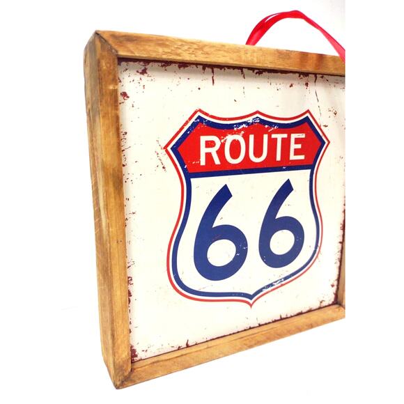 Home Decor ROUTE 66 American Classic Collection Metal Sign Decor Wood Fram - Picture 4 of 9